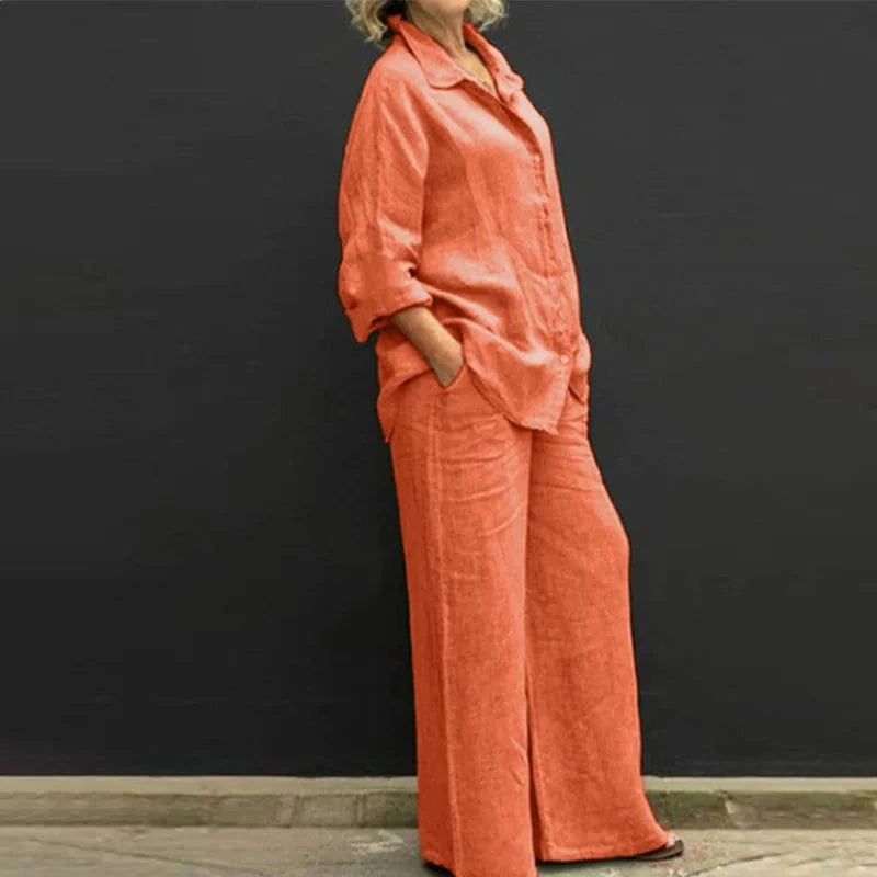 Fashion Women Clothes Vendor Ladies Street Wear Long Sleeve Shirt and Pant Matching Suits 2 Piece Set