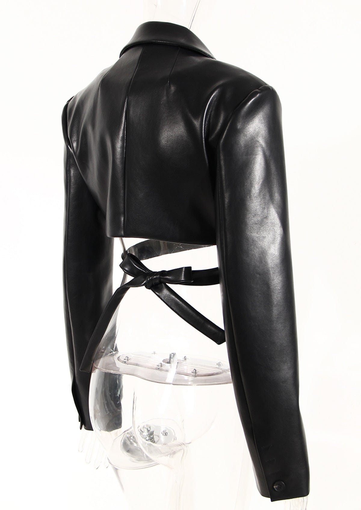 Fashion women leather jacket solid color long sleeve PU leather jacket short women's coats
