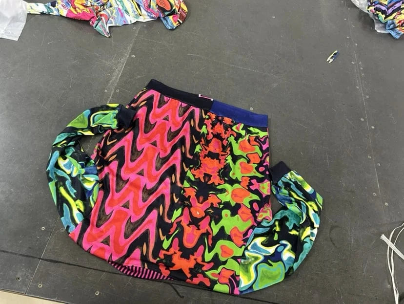 Fashion Women Long Sleeve V-neck Color Collision Lady Streetwear Print Loose Long Cardigan