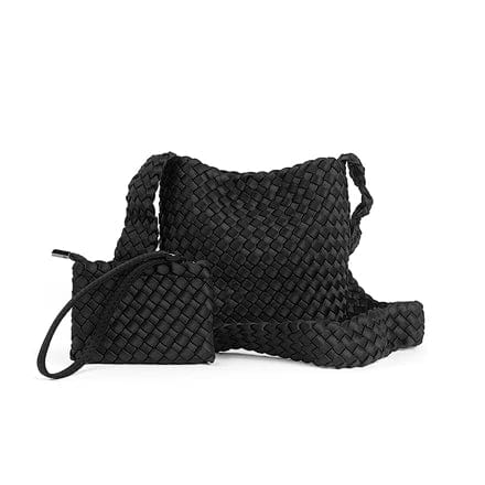 Fashion Women Tote Handmade Woven Neoprene Beach Tote Bag Hand Make Shopping Knitted Bag Weave Bag