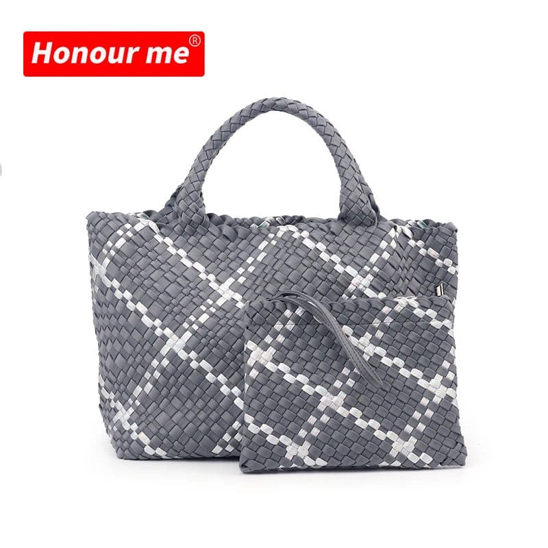 Fashion Women Tote Handmade Woven Neoprene Beach Tote Bag Hand Make Shopping Knitted Bag Weave Bag