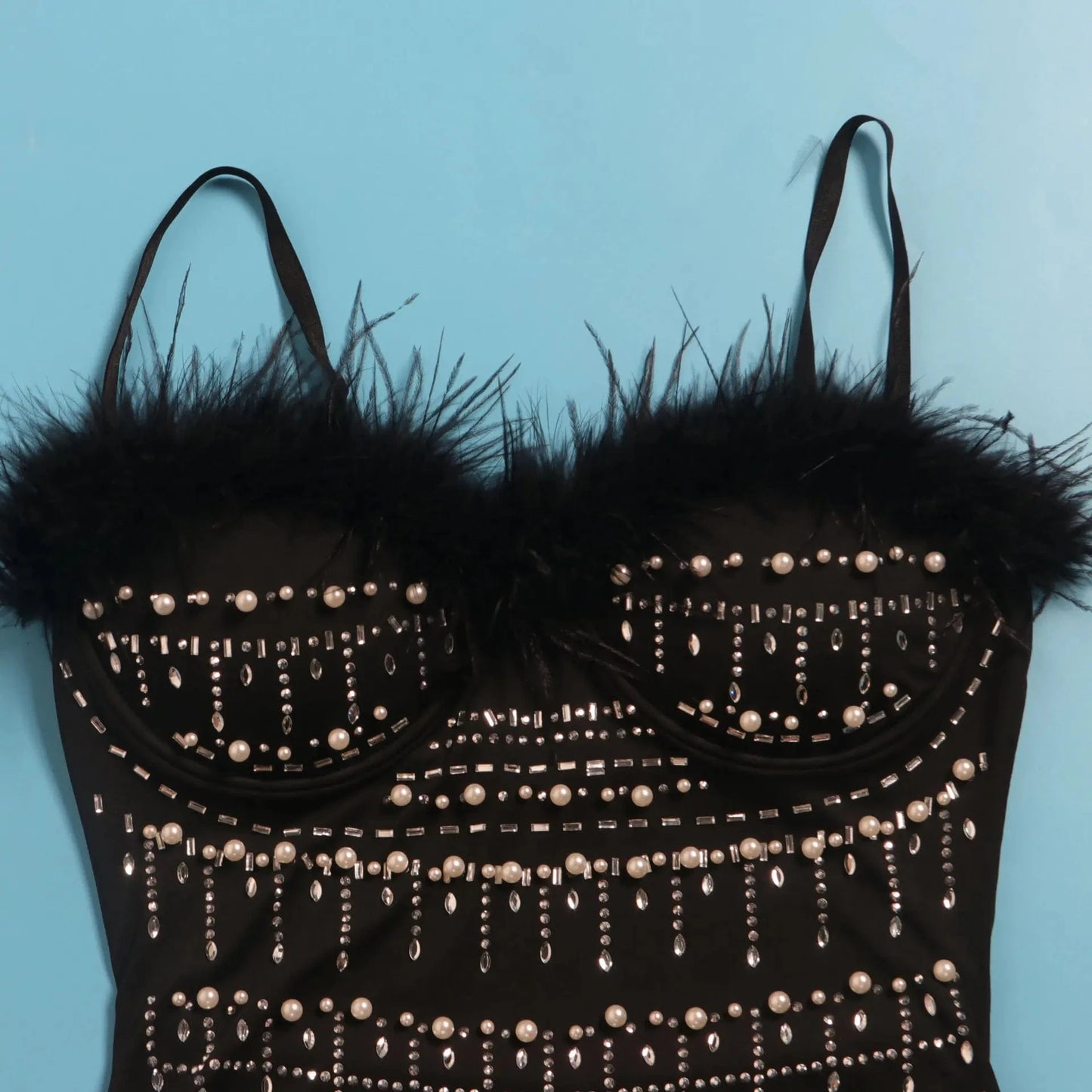 Fashionable 2024 New Women Elegant Feathers Sparkly Rhinestones Luxury Birthday Party Evening Club Bodycon Dress