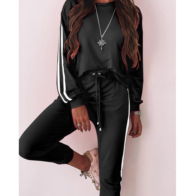 Fashionable Casual Patchwork Track Suit Uniform Fall Long Sleeve Outfit Button Closure Short Coat Pant Women 2 Piece Workout Set