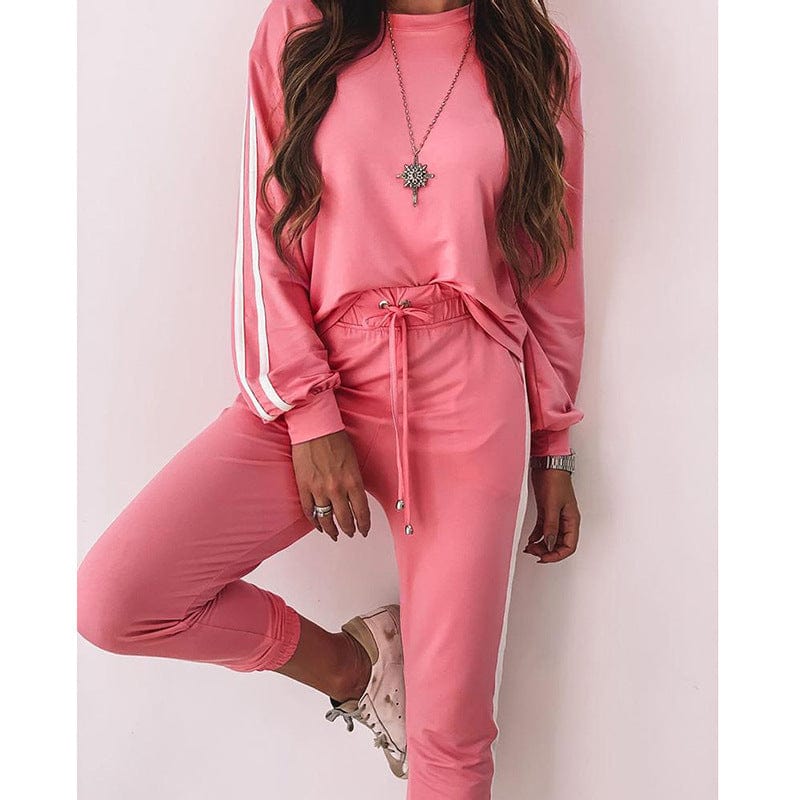 Fashionable Casual Patchwork Track Suit Uniform Fall Long Sleeve Outfit Button Closure Short Coat Pant Women 2 Piece Workout Set