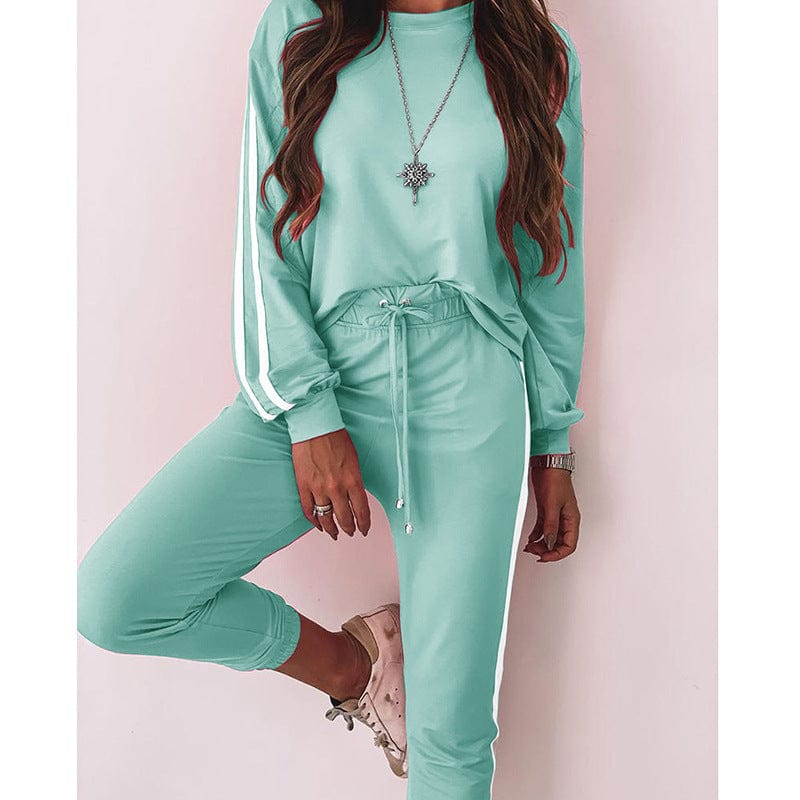 Fashionable Casual Patchwork Track Suit Uniform Fall Long Sleeve Outfit Button Closure Short Coat Pant Women 2 Piece Workout Set