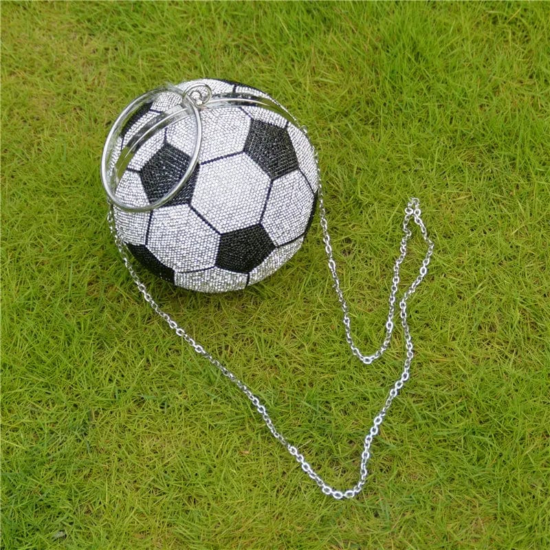 Fashionable Diamond Football Crystal Purse handbag Round Shoulder Bag  Unique Personality Rhinestone Soccer ball Purse for Party