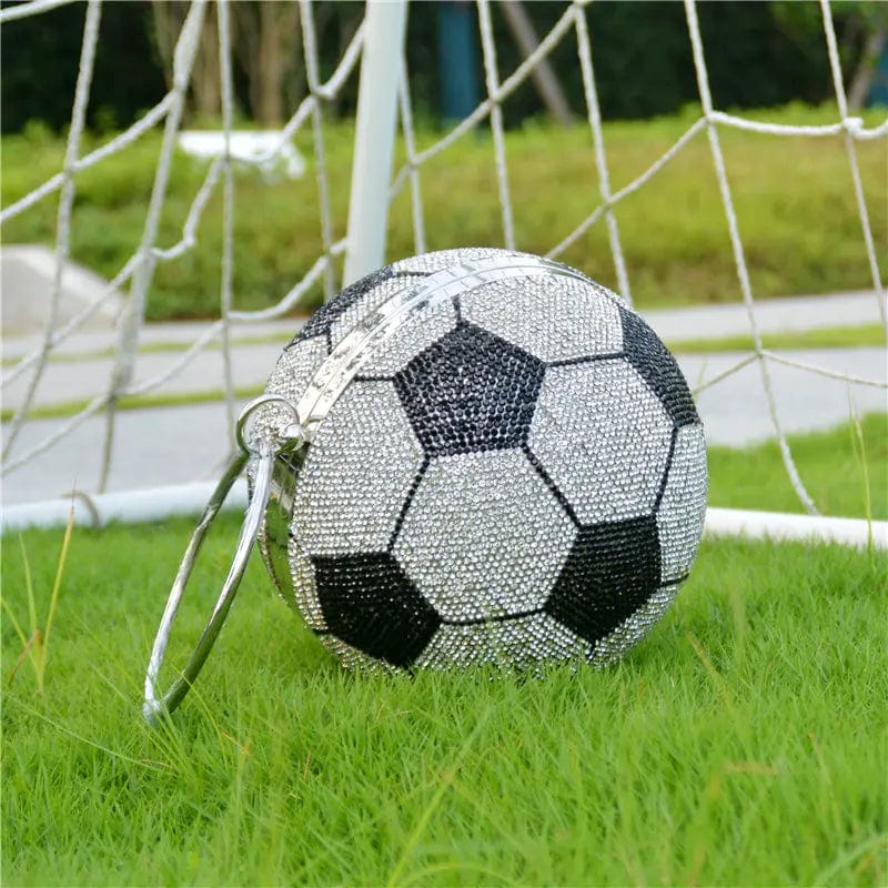 Fashionable Diamond Football Crystal Purse handbag Round Shoulder Bag  Unique Personality Rhinestone Soccer ball Purse for Party