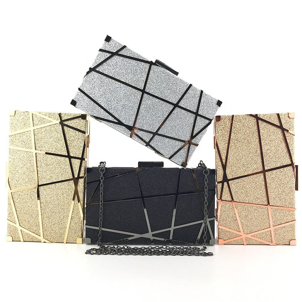 Fashionable metal shimmering powder pretty clutch purse dating bag chain shoulder bag evening bags for ladies