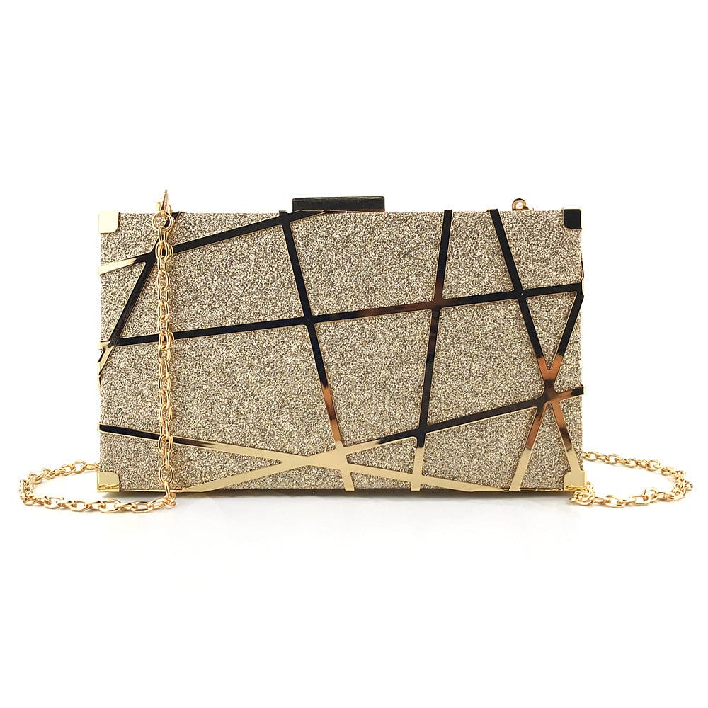 Fashionable metal shimmering powder pretty clutch purse dating bag chain shoulder bag evening bags for ladies