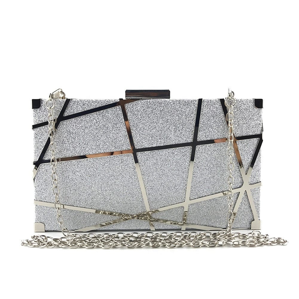 Fashionable metal shimmering powder pretty clutch purse dating bag chain shoulder bag evening bags for ladies