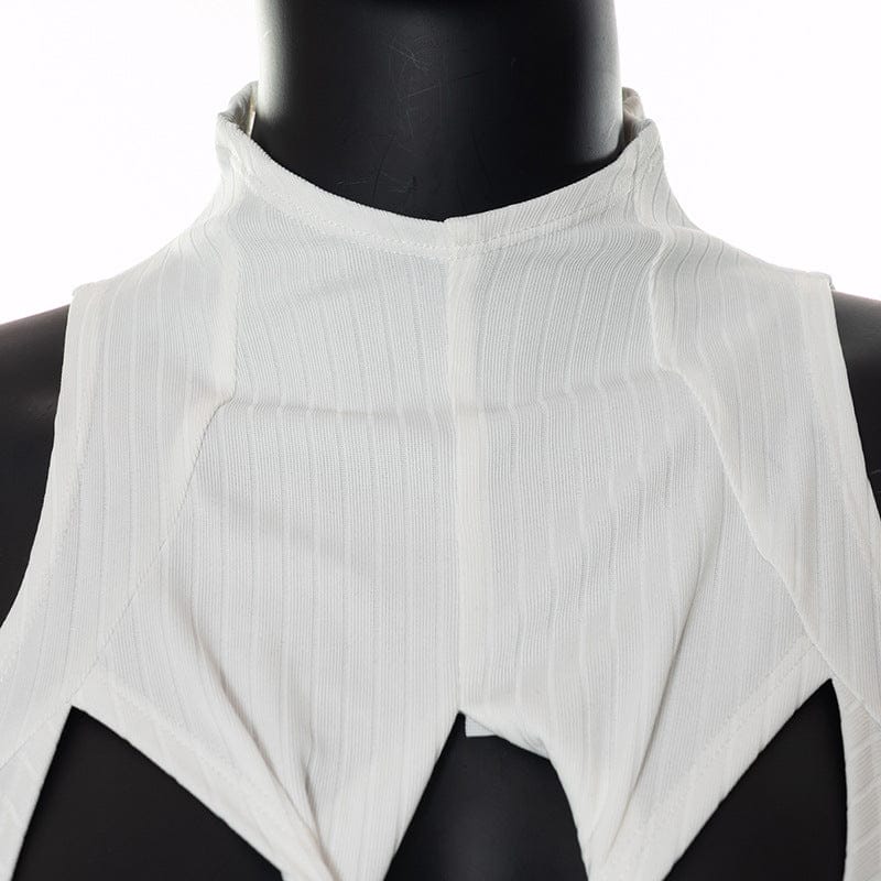 Fashionable Multi Color Casual Fitness Vest Off Shoulder Women Clothes Hollow Out Ribbed Tank Top