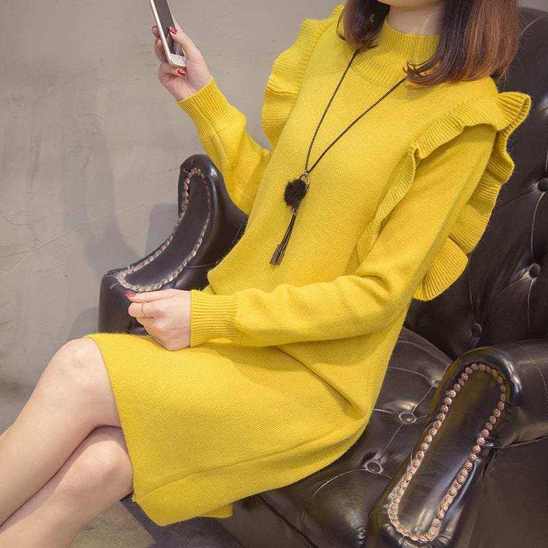 Fashionable Office Lady Long Sleeve Crew Neck Custom Fit Pregnant Women Sweater