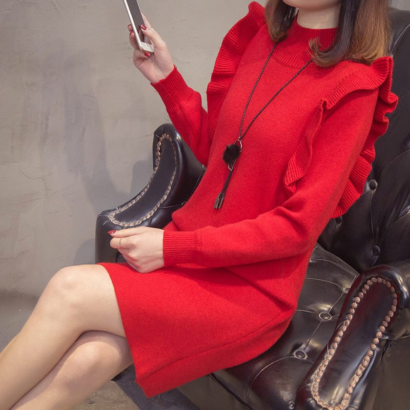 Fashionable Office Lady Long Sleeve Crew Neck Custom Fit Pregnant Women Sweater