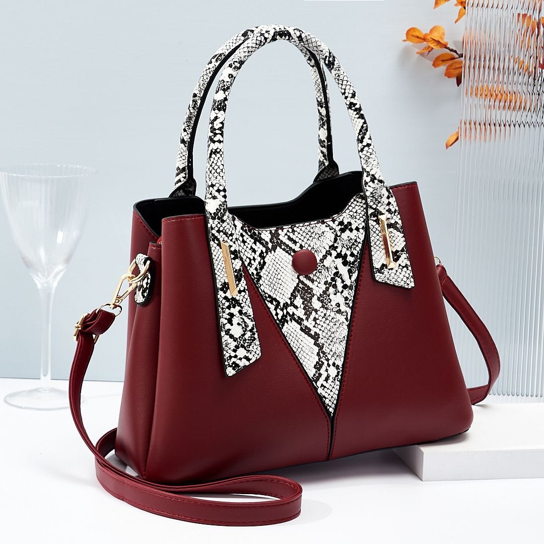 Fashionable snake-pattern spliced women hand bags good quality large volume factory shoulder cross body bag