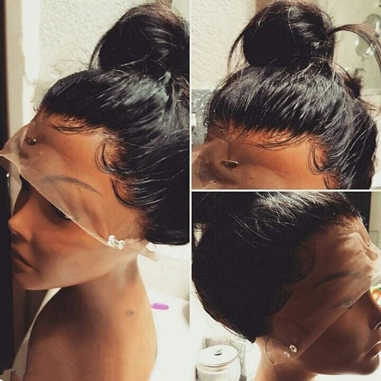 Fast Delivery High Ponytail Silky Straight Virgin Cuticle Aligned Hair 360 Full Lace Frontal Wigs With Natural Hairline