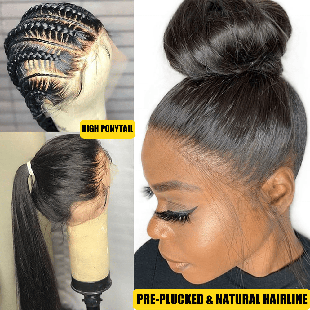 Fast Delivery High Ponytail Silky Straight Virgin Cuticle Aligned Hair 360 Full Lace Frontal Wigs With Natural Hairline