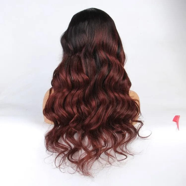 Fast Shipping Burgundy Ombre Body Wave Lace Front Wigs Human Hair Light Brown Lace Wigs Natural Hairline