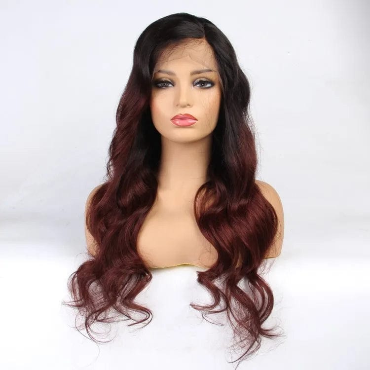 Fast Shipping Burgundy Ombre Body Wave Lace Front Wigs Human Hair Light Brown Lace Wigs Natural Hairline