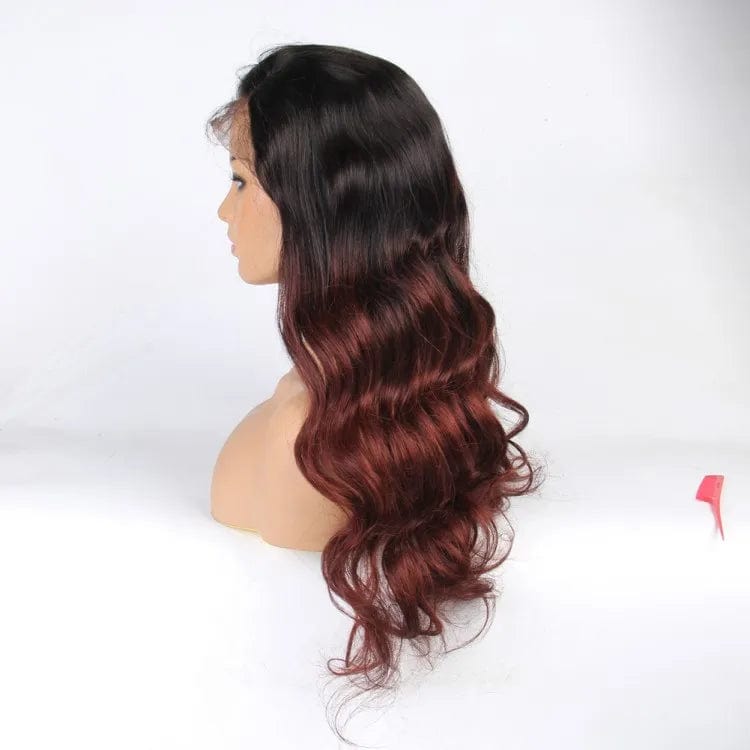 Fast Shipping Burgundy Ombre Body Wave Lace Front Wigs Human Hair Light Brown Lace Wigs Natural Hairline