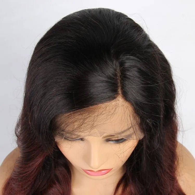 Fast Shipping Burgundy Ombre Body Wave Lace Front Wigs Human Hair Light Brown Lace Wigs Natural Hairline