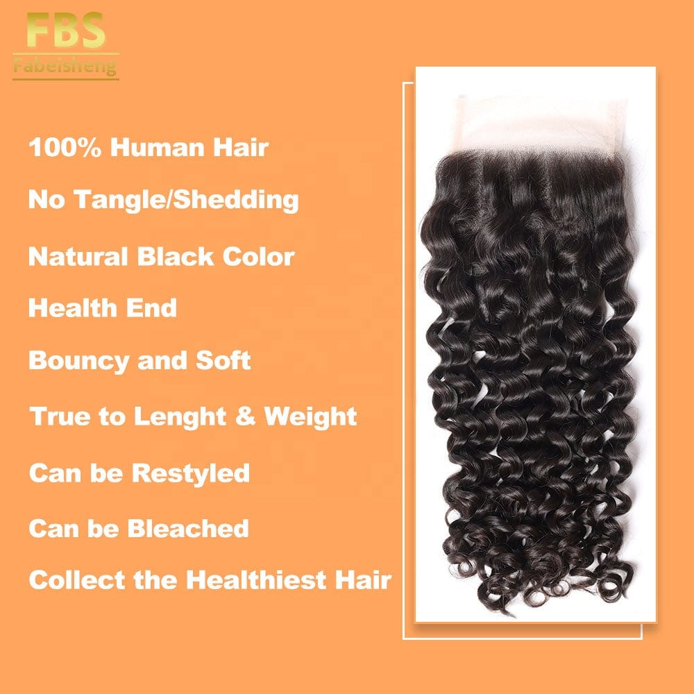 FBS Italian Wave Hair Vendor, Hot Sale Raw Burmese Human Virgin Hair, 10"-20" No Tangle No Shed 5X5 Swiss Lace Closures