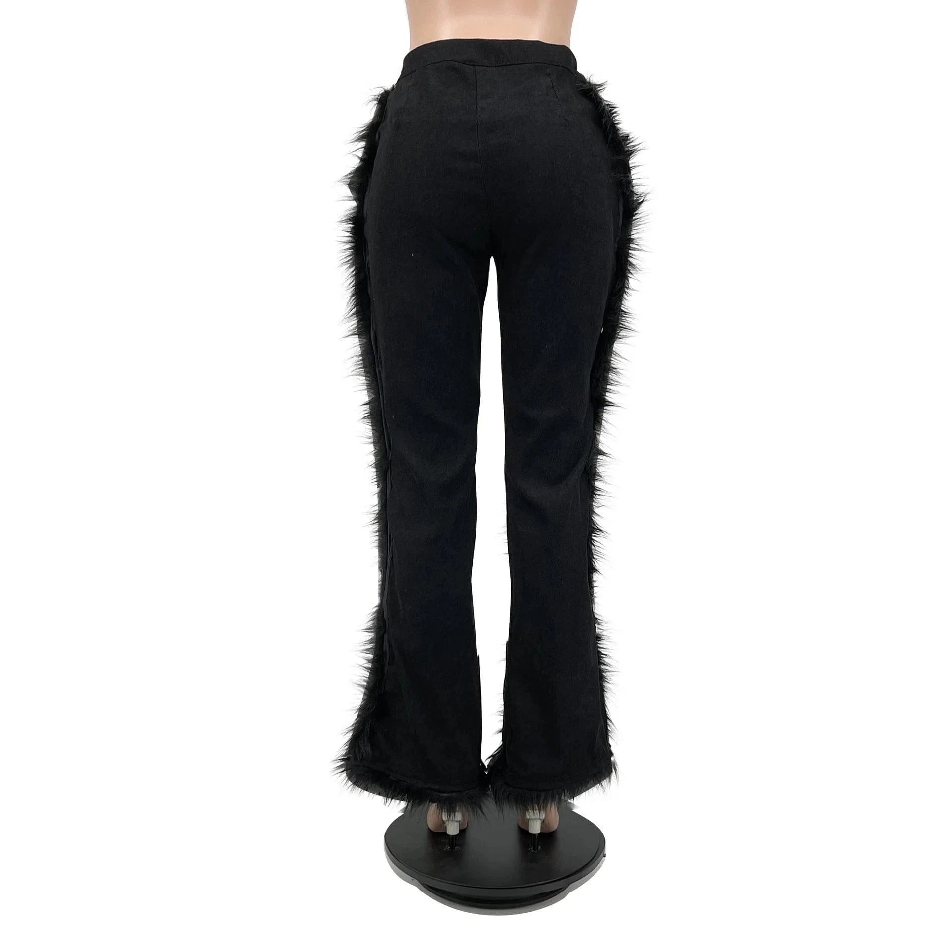 Feather Trendy Fringe High Bottom Corduroy Pants Flare Women Velvet Flare Pants Fringe Tassel Women Pants Wide Leg