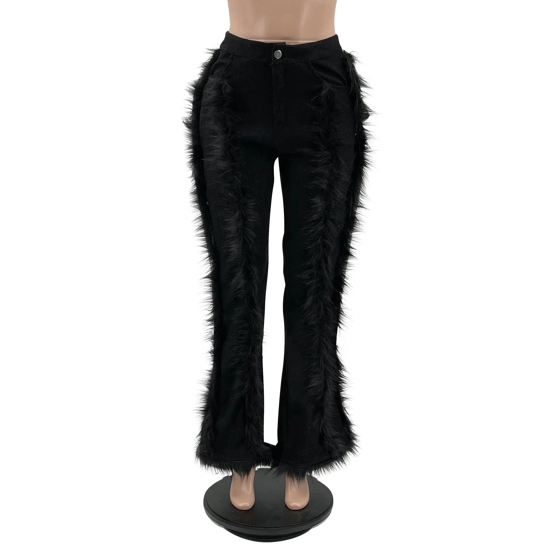 Feather Trendy Fringe High Bottom Corduroy Pants Flare Women Velvet Flare Pants Fringe Tassel Women Pants Wide Leg