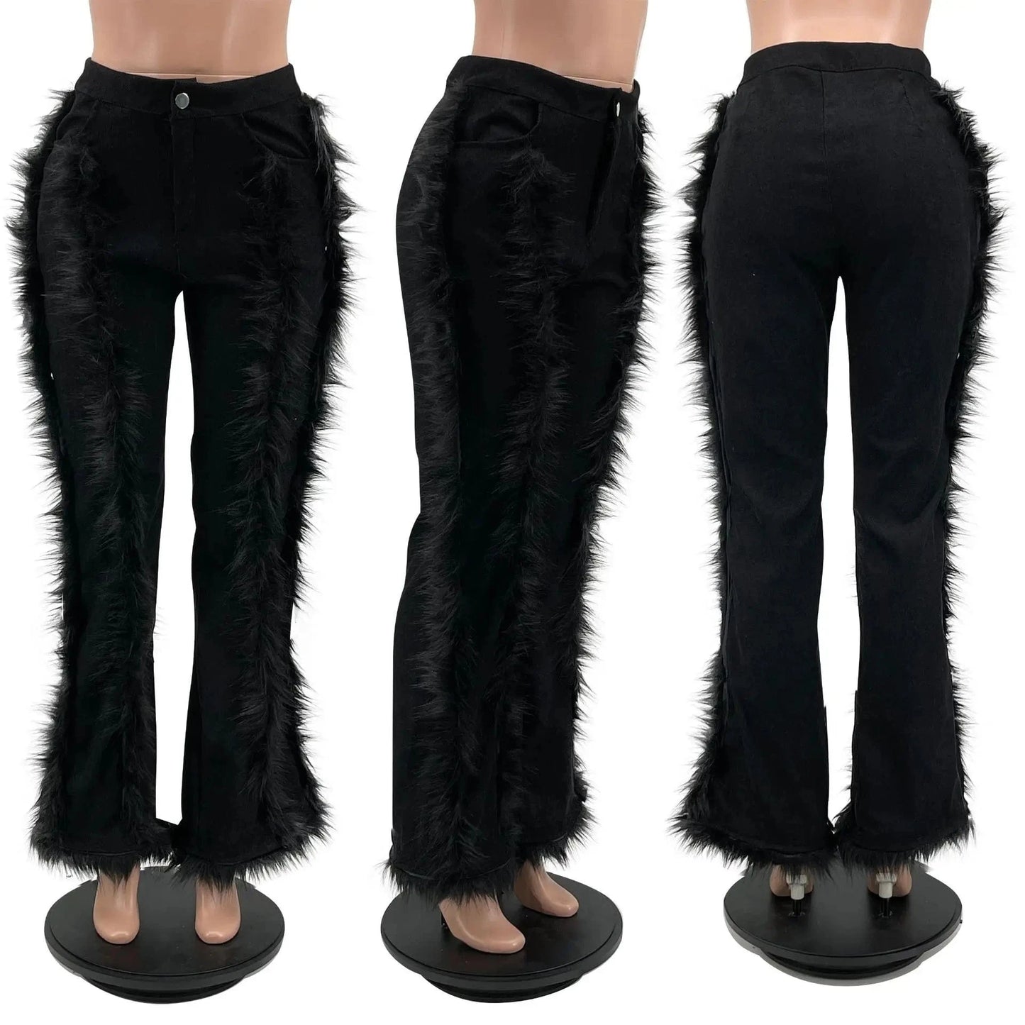 Feather Trendy Fringe High Bottom Corduroy Pants Flare Women Velvet Flare Pants Fringe Tassel Women Pants Wide Leg