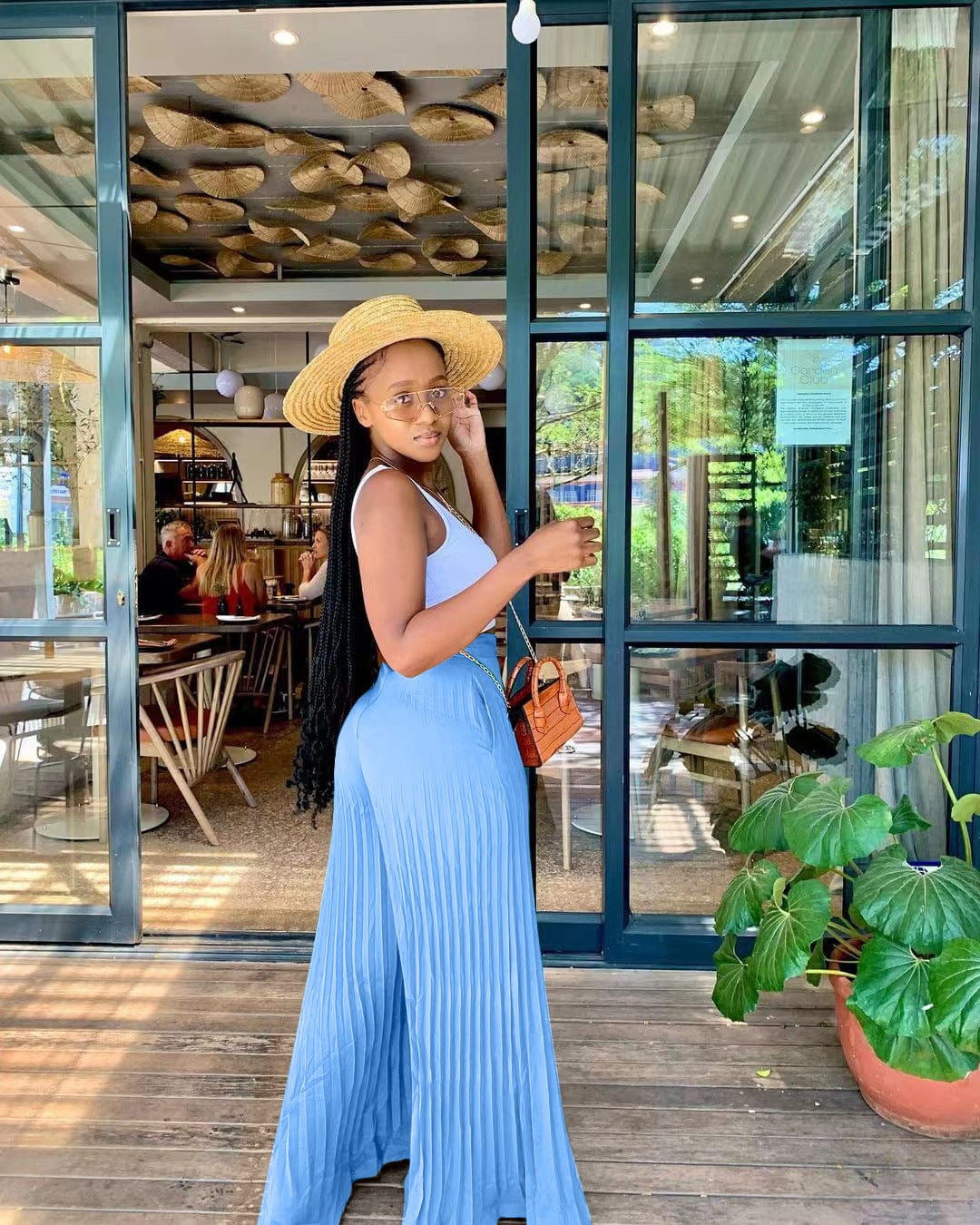 Fengway 2022 Hot Sale Solid Casual Loose Pants Fashion Pleated Trousers For Women Thin Wide Leg Pants