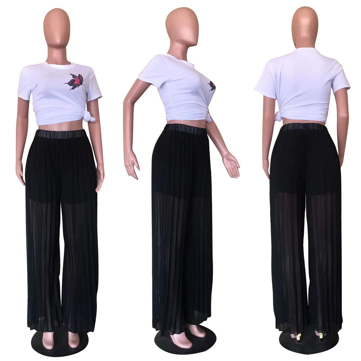 Fengway 2022 Hot Sale Solid Casual Loose Pants Fashion Pleated Trousers For Women Thin Wide Leg Pants