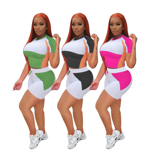 Fengway 2022 Ladies Summer New Short Sleeve Shorts Fashion Casual Sports Two-piece Set