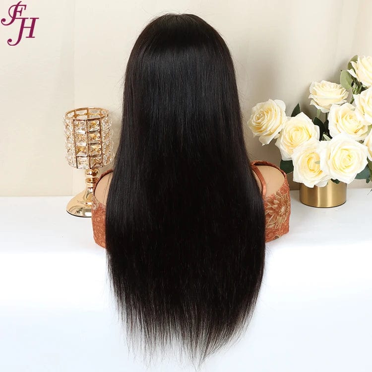 FH ready to ship 13*4 transparent lace front cuticle aligned virgin straight human hair wig for black women