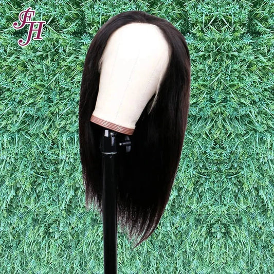 FH wholesale human raw hair natural black brazilian cuticle aligned virgin hair 13*4 lace front hair wig