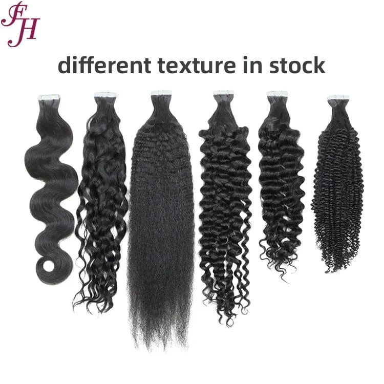 FH Wholesale Remy Tape Hair Extension Raw Unprocessed Virgin Brazilian Human Hair Deep Wave Tape In Hair Extension