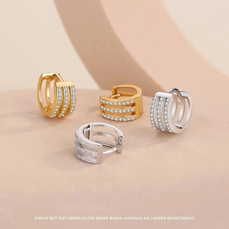fine jewelry 925 silver earrings jewelry 18K gold plated sterling silver geometric hoop earrings for women