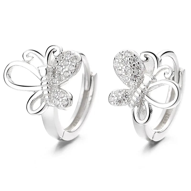fine jewelry 925 sterling silver earrings cute animal butterfly zircon gold plated hoop earrings for women