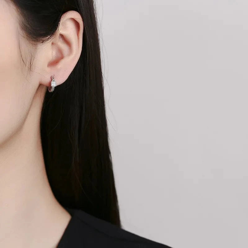 fine jewelry 925 sterling silver statement earrings geometric square zircon gold plated hoop earrings for women