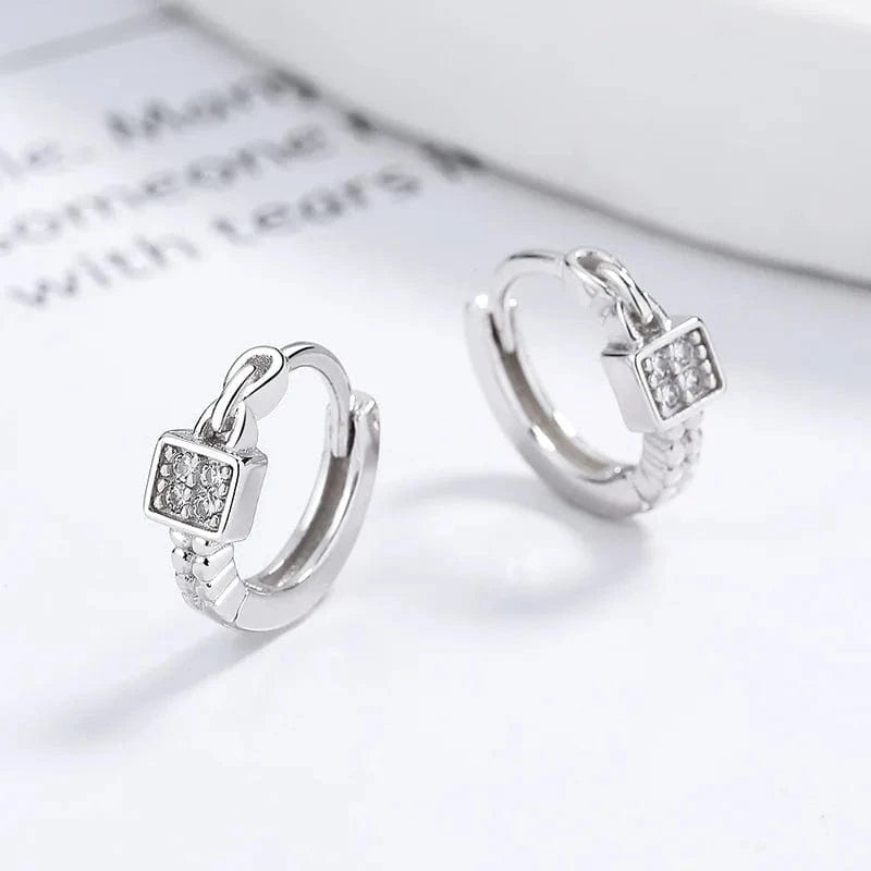 fine jewelry 925 sterling silver statement earrings geometric square zircon gold plated hoop earrings for women