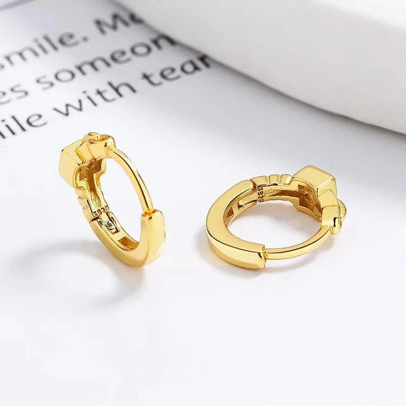 fine jewelry 925 sterling silver statement earrings geometric square zircon gold plated hoop earrings for women
