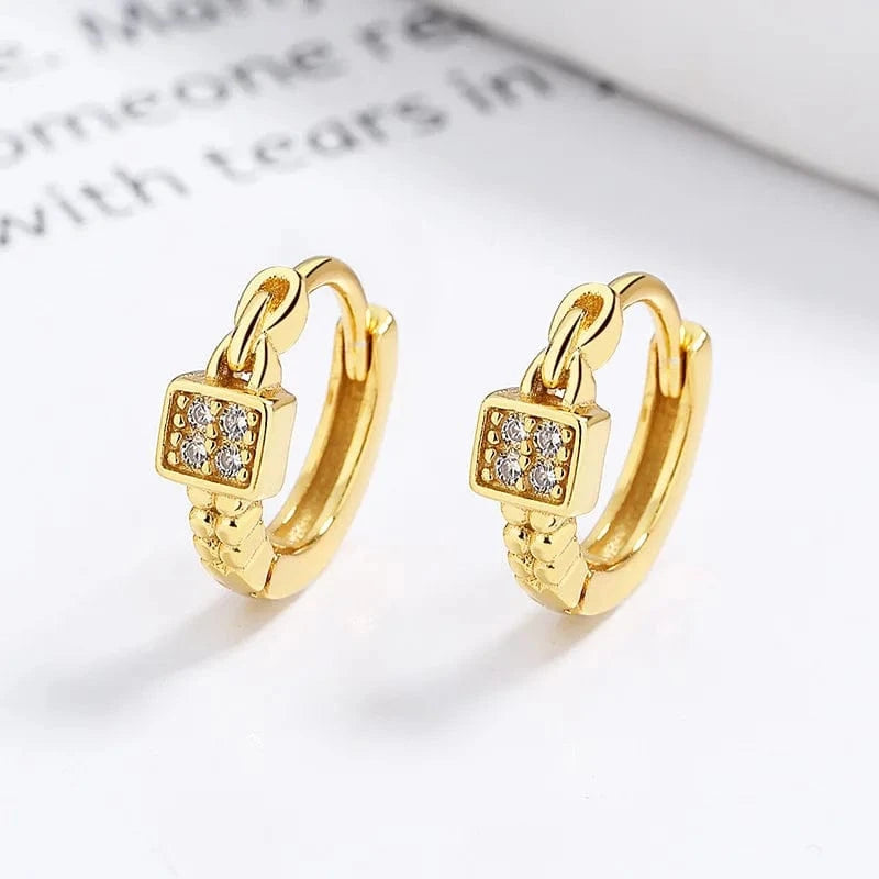 fine jewelry 925 sterling silver statement earrings geometric square zircon gold plated hoop earrings for women