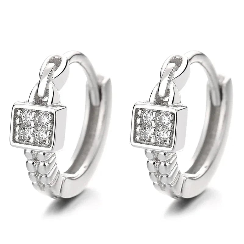 fine jewelry 925 sterling silver statement earrings geometric square zircon gold plated hoop earrings for women
