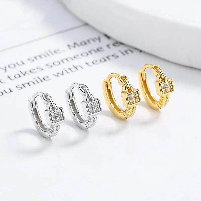 fine jewelry 925 sterling silver statement earrings geometric square zircon gold plated hoop earrings for women