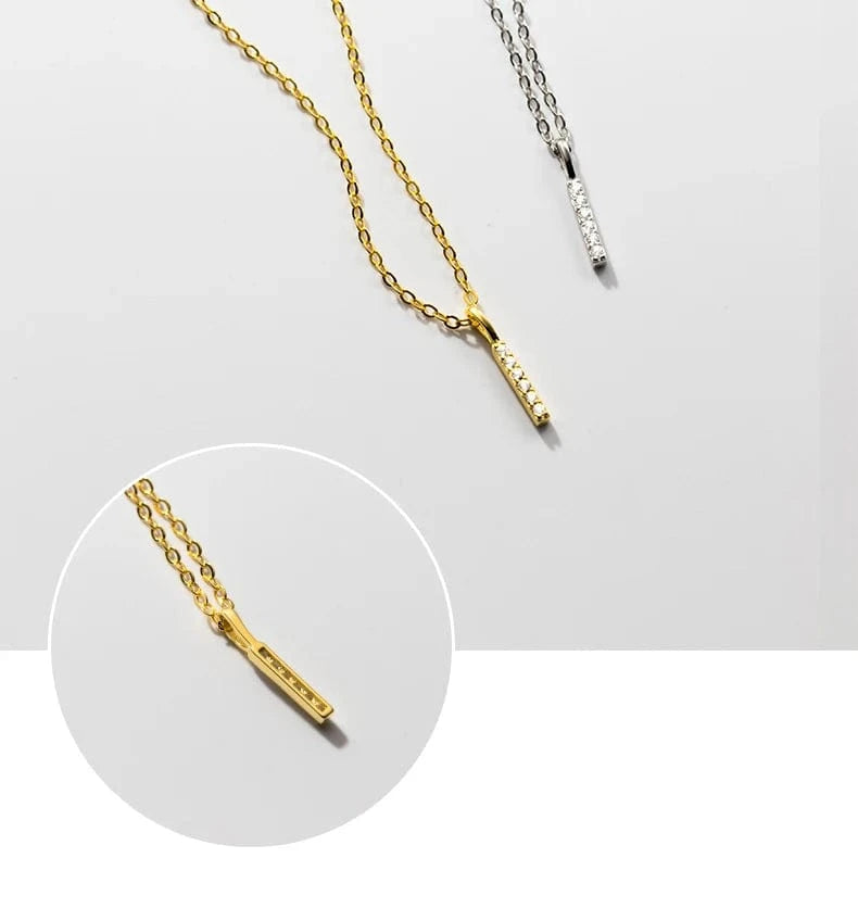 Fine Jewelry Necklaces 925 sterling silver necklace row drill a stick of zircon gold plated necklaces for women