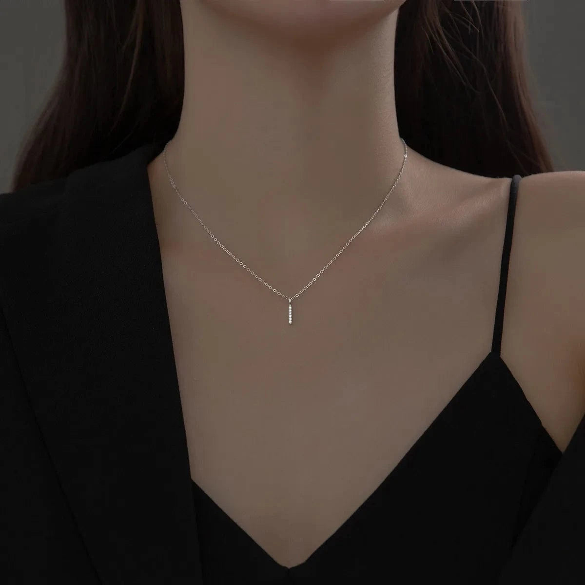 Fine Jewelry Necklaces 925 sterling silver necklace row drill a stick of zircon gold plated necklaces for women