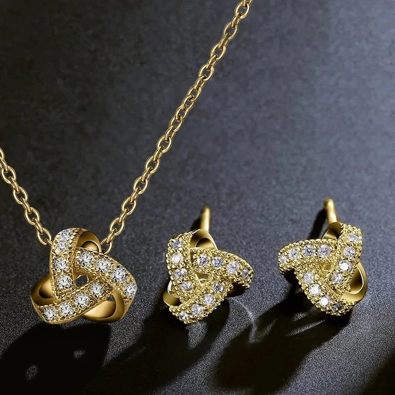 Fine Simple Nice Jewelry Zircone chain necklace and earring Sets