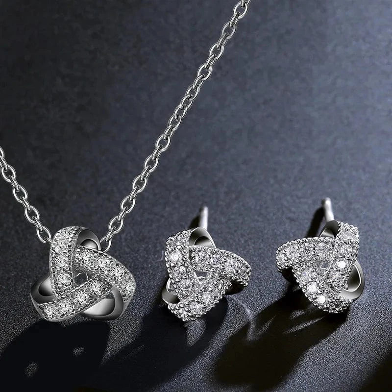 Fine Simple Nice Jewelry Zircone chain necklace and earring Sets