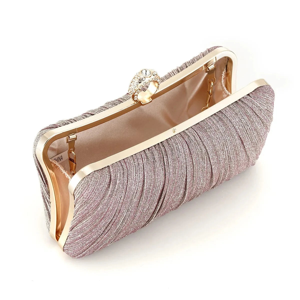 Finger Ring Women Evening Bags Diamonds Metal Luxury Prom Clutch Bags Ruched Casual Party Wedding Chain Handbags