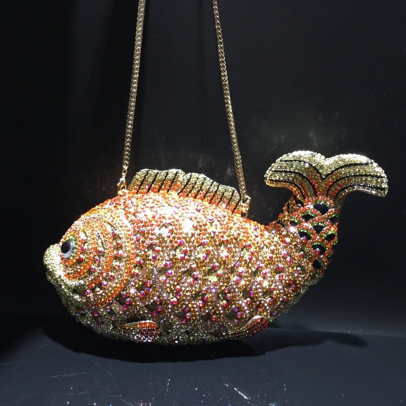 Fish 1 Custom Women bling diamond party skull handbag hand rhinestone Pumpkin ice cream clutch Butterfly owl Swan  purse evening bags