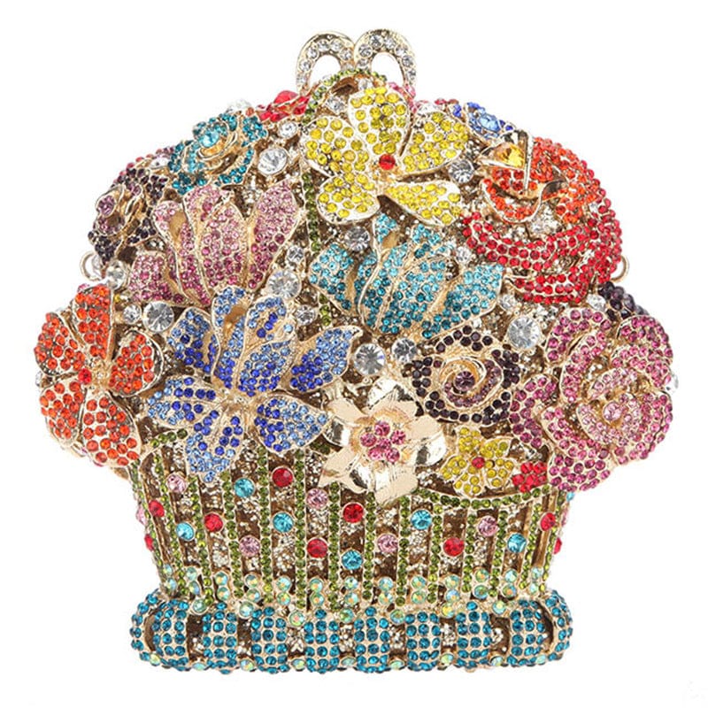 Flower Basket Custom Women bling diamond party skull handbag hand rhinestone Pumpkin ice cream clutch Butterfly owl Swan  purse evening bags