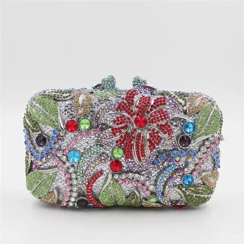 Flower Luxury Evening Bling Purses Handbag Floral Crystal Clutch Purse Rhinestone Handmade Ladies Diamond Bag